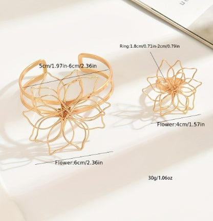 Women's Jewelry Set | Elegant Flower Bracelet & Ring Set