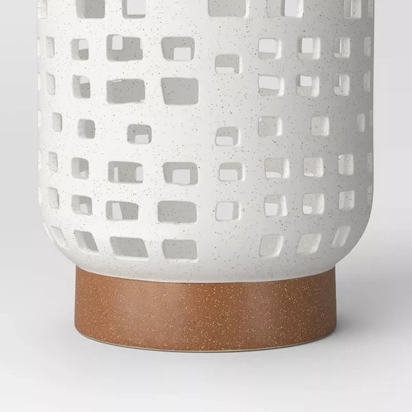 Pillar Ceramic Lantern Candle Holder White
