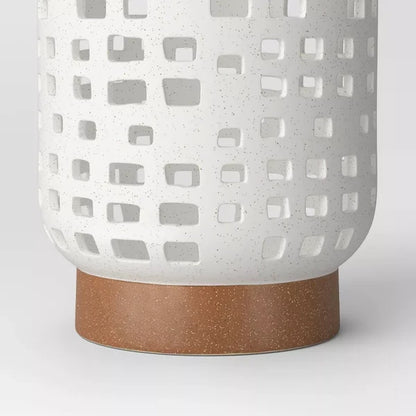 Pillar Ceramic Lantern Candle Holder White