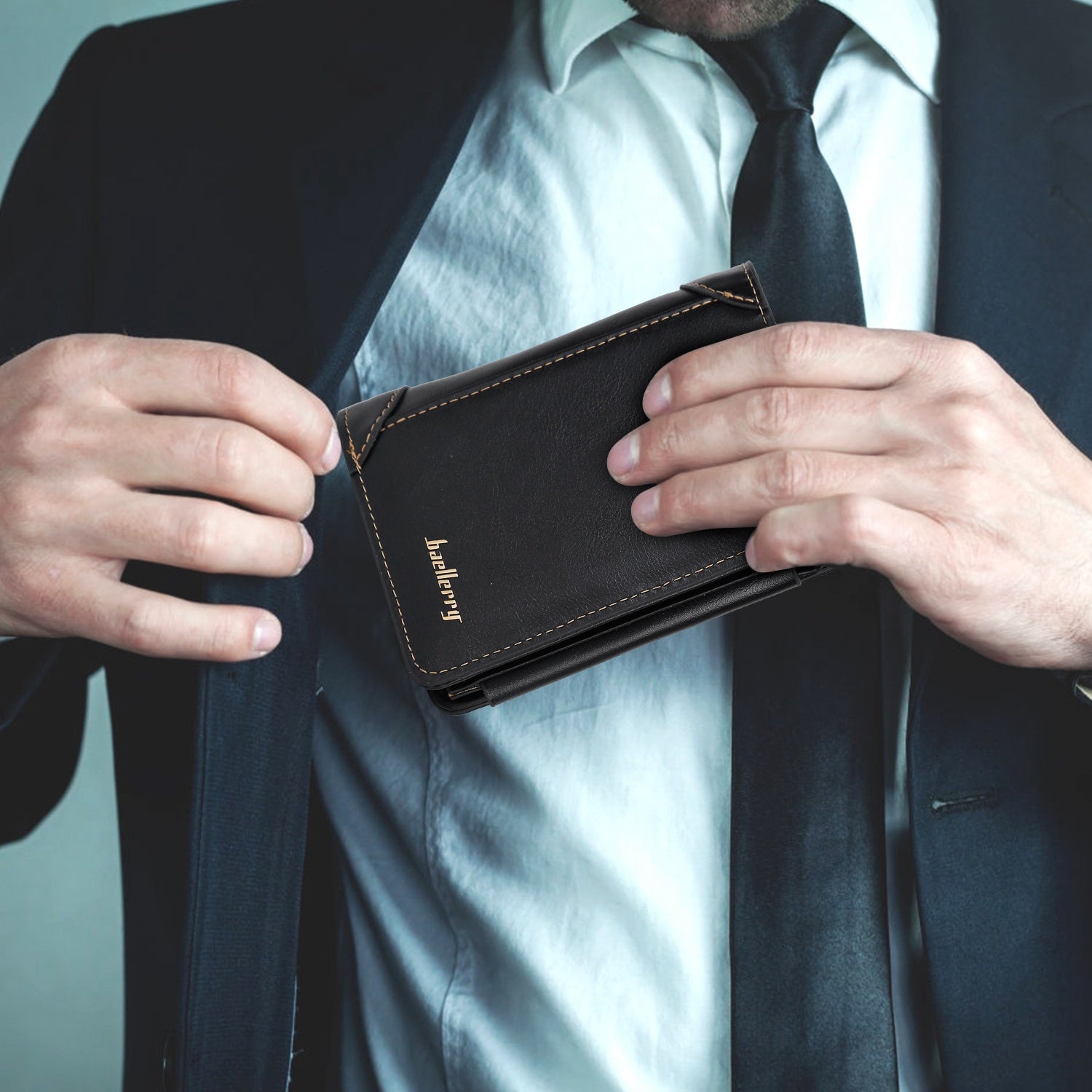 Trifold Leather Wallet | Men's Large Capacity RFID Purse