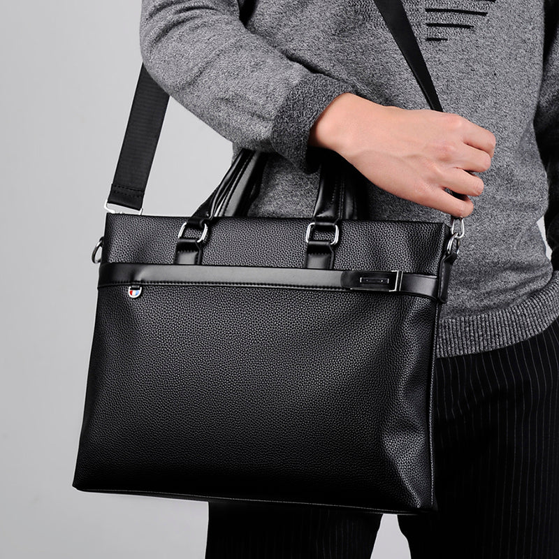 Large Capacity Leather Briefcase - Men's Soft Business Bag