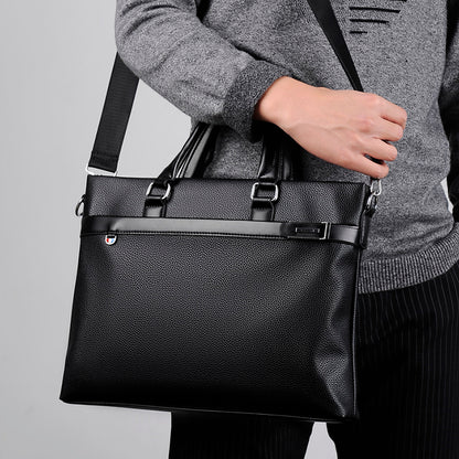 Large Capacity Leather Briefcase - Men's Soft Business Bag