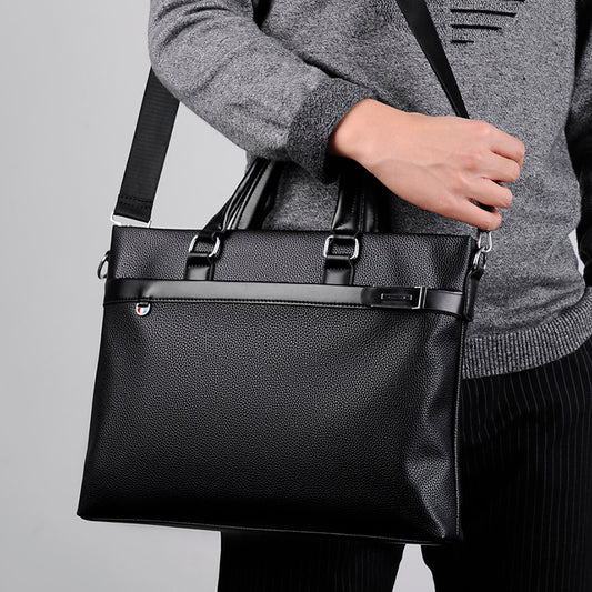 Large Capacity Leather Briefcase - Men's Soft Business Bag