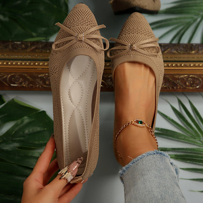 Bow Knitted Loafers - Ins Fashion Pointed-toed Women's Flats