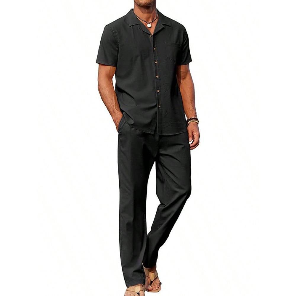 American-style Vintage Shirt and Trousers Set - Two-piece Set