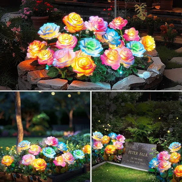Solar Lights Outdoor Waterproof For Garden Decor - 4 Pack Flowers