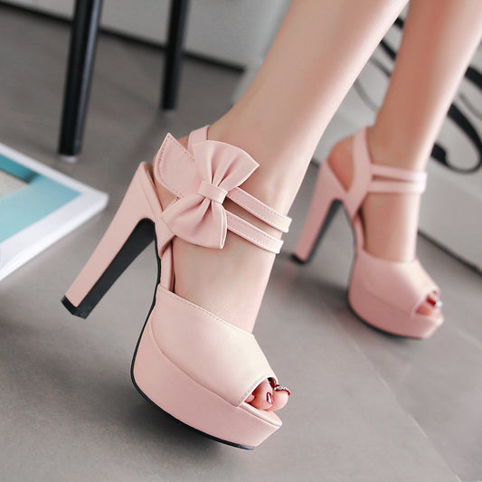 Fish-mouth Bow-knot Sandals - Women's Peep-toe Summer Shoes