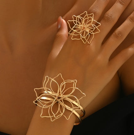 Women's Jewelry Set | Elegant Flower Bracelet & Ring Set