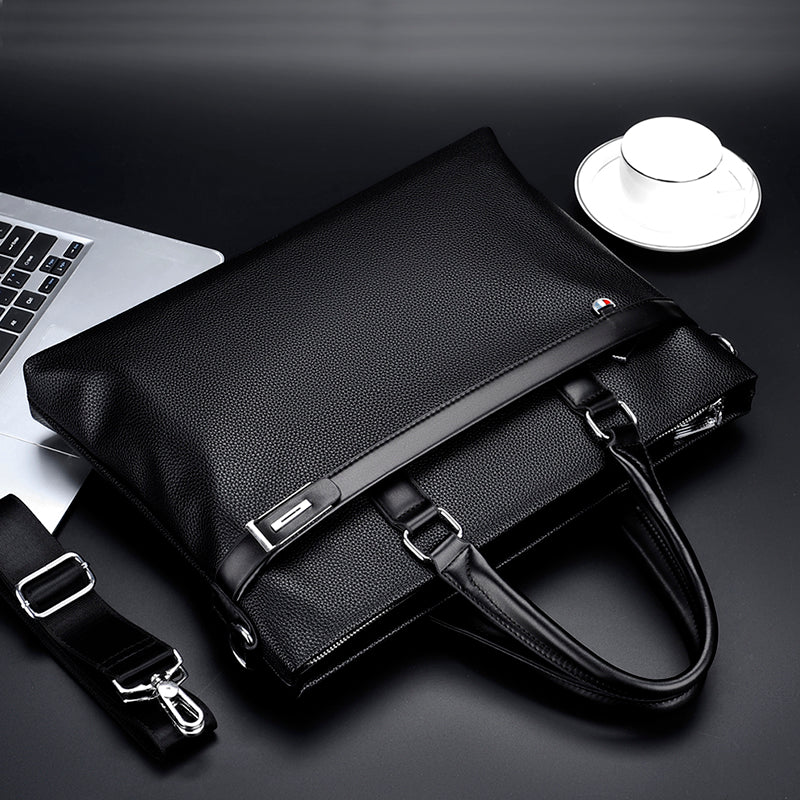 Large Capacity Leather Briefcase - Men's Soft Business Bag