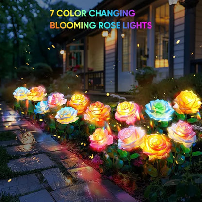 Solar Lights Outdoor Waterproof For Garden Decor - 4 Pack Flowers