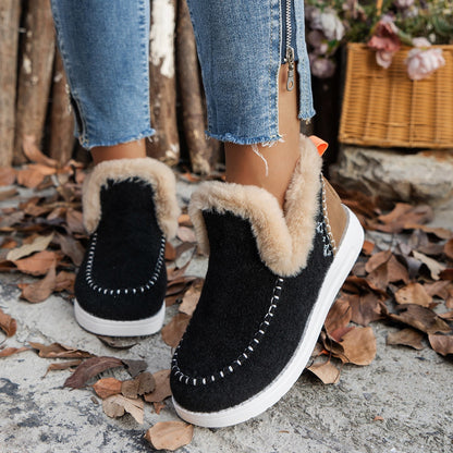 Plush Fleece Lined Boots - Warm Winter Thick Flat Shoes