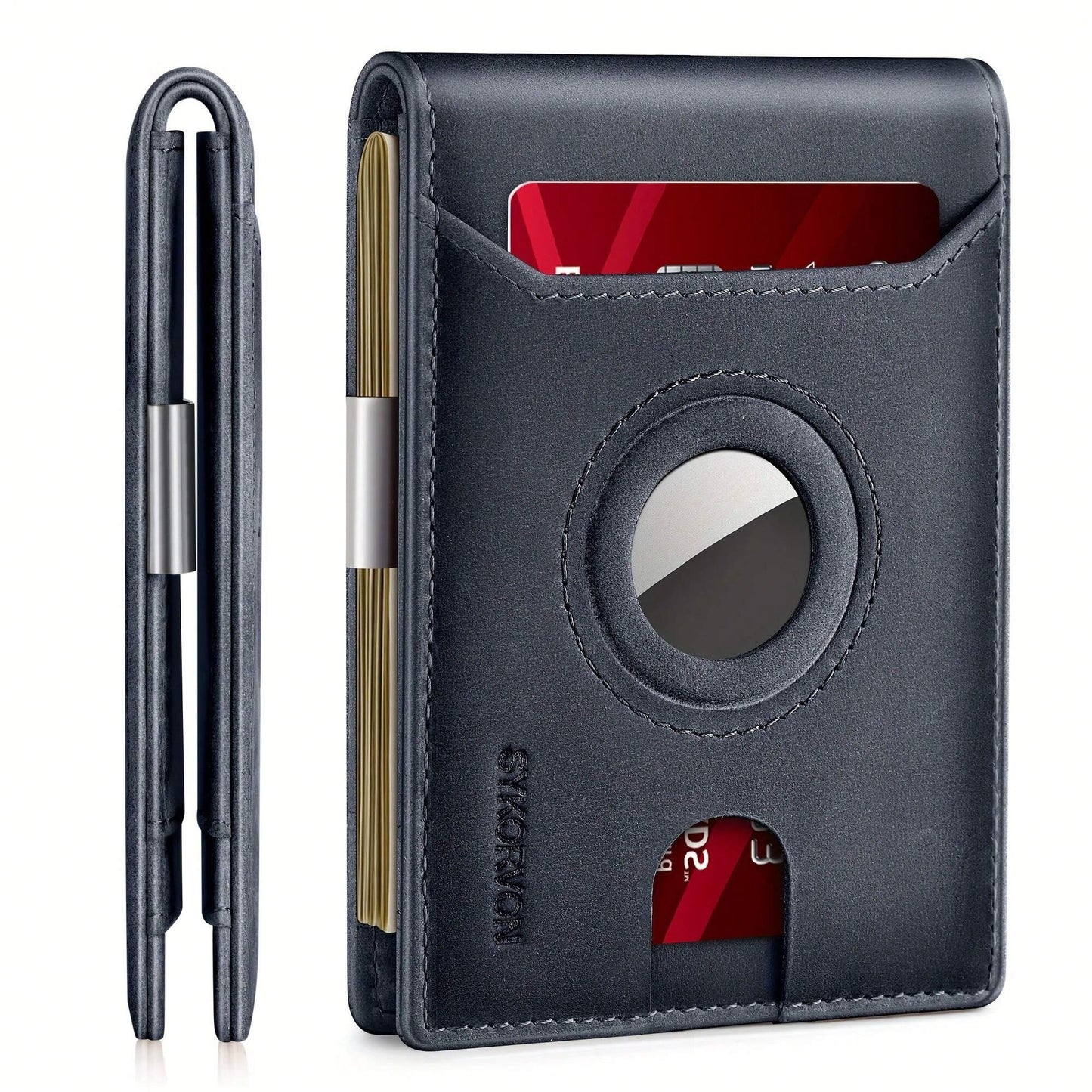 Airtag Leather Wallet - Men's Slim RFID Bifold Holder