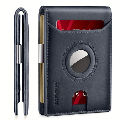Airtag Leather Wallet - Men's Slim RFID Bifold Holder