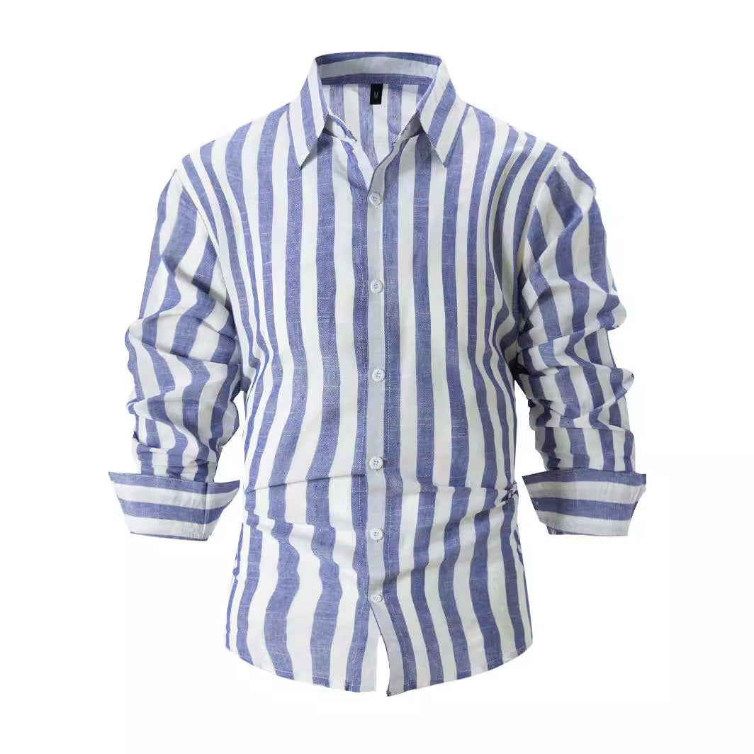 Men's Striped Casual Shirt | Loose Long Sleeve Shirt