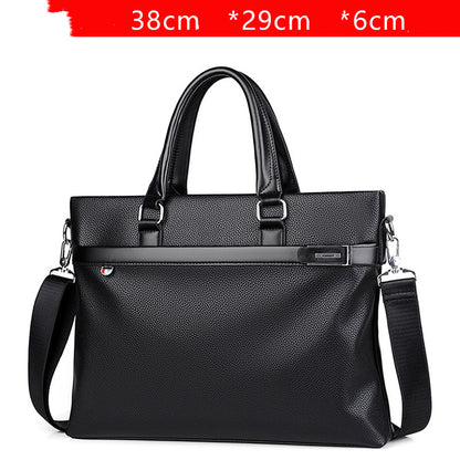 Large Capacity Leather Briefcase - Men's Soft Business Bag