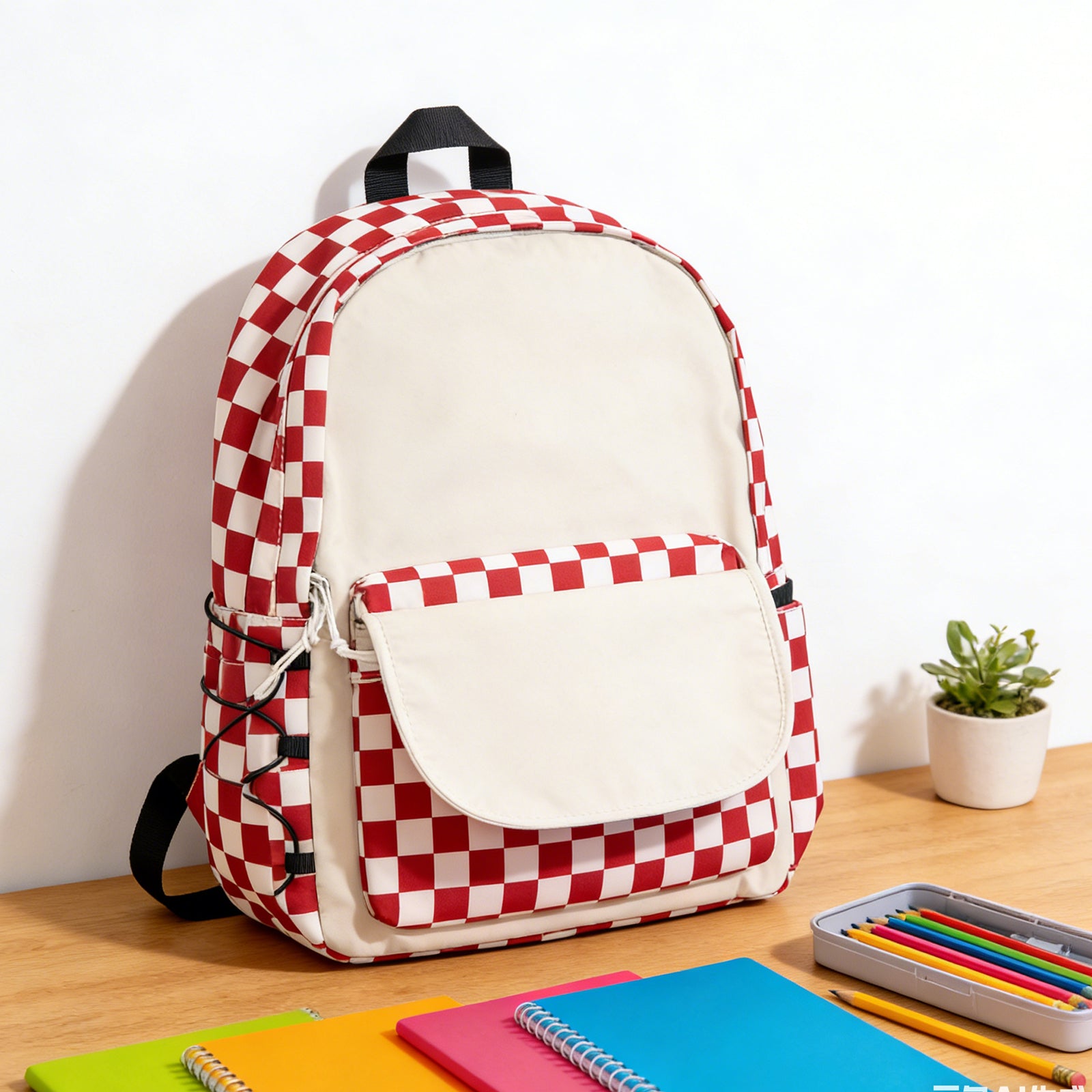 Plaid Red Backpack - Crimson Check