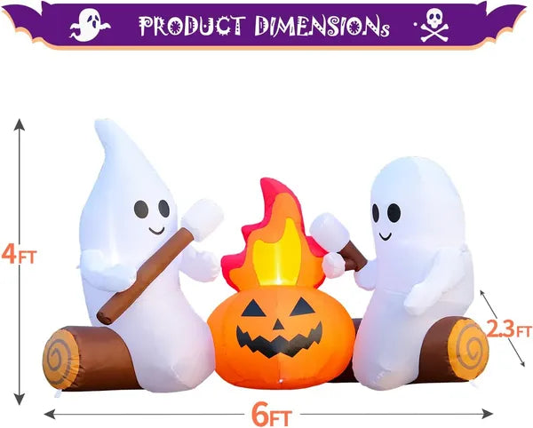 12FT Halloween Inflatables Decoration Giant Ghost - 3-Color LED