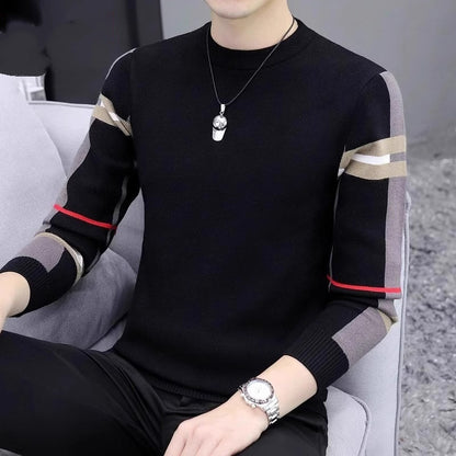 Men's Slim-fit Knit Sweater - Contrast Color Base Layer