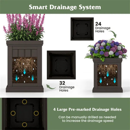 Set Of 2 Stackable PP Planters With Efficient Drainage