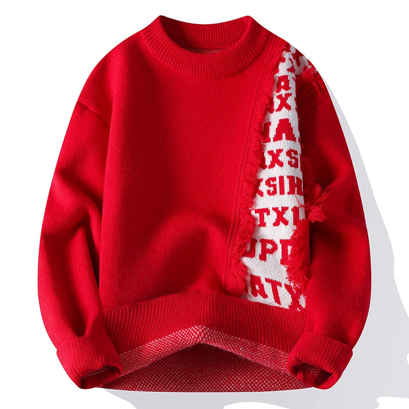 Men's Long Sleeve Knitted Pullover - Fashionable Casual Style