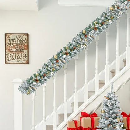 Pre-lit Holiday Christmas 4-Piece Set - Garland, Wreath & Trees