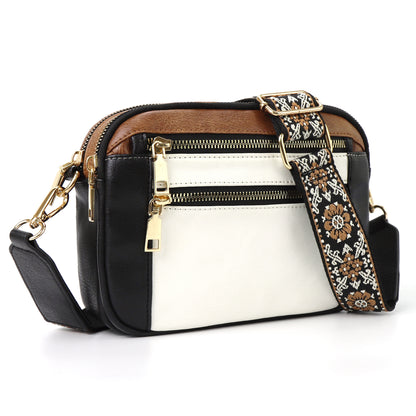 Triple Zipper Shoulder Bag Multi-functional Floral Crossbody