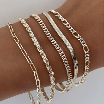 Silver Bracelet Set for Women | 5PCS Stackable Bracelets