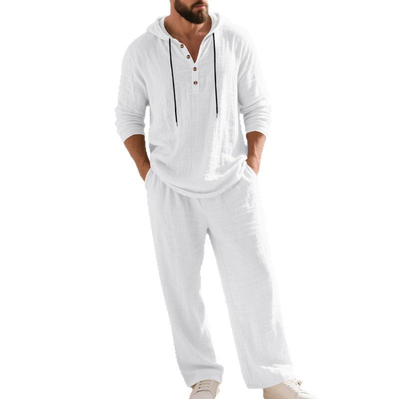 Men's Casual Home Wear Set | Hooded Long Sleeve Outfit