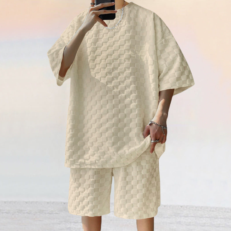 Men's Plaid Casual Shorts Set | Jacquard Loose Suit