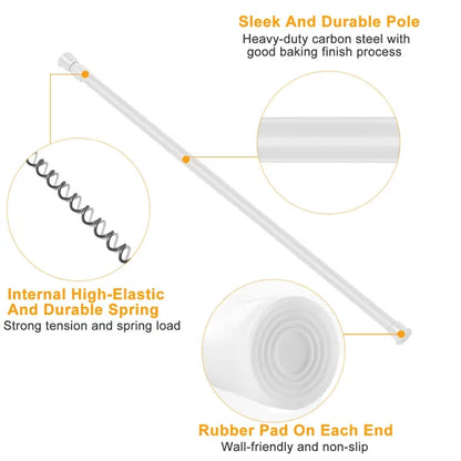 Tension Curtain Rod Spring Load - Adjustable Heavy-Duty Steel Pole