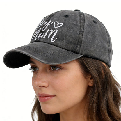 Boy Mom Ponytail Hat - Adjustable Embroidered Cotton Cap