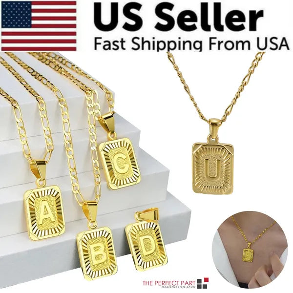 Initial Letter Necklace | Gold Plated Stainless Steel Pendant