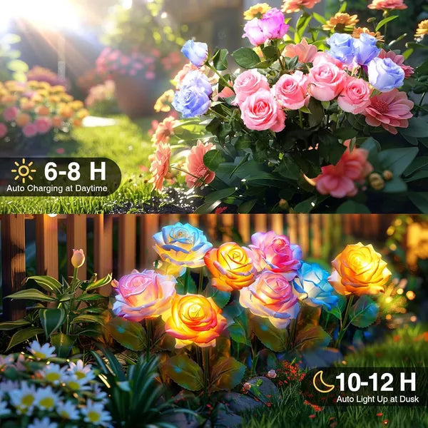 Solar Lights Outdoor Waterproof For Garden Decor - 4 Pack Flowers