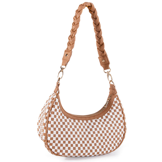 Women Woven Hobo Handbag For Women Fashion Vegan Leather Tote Bag For Women