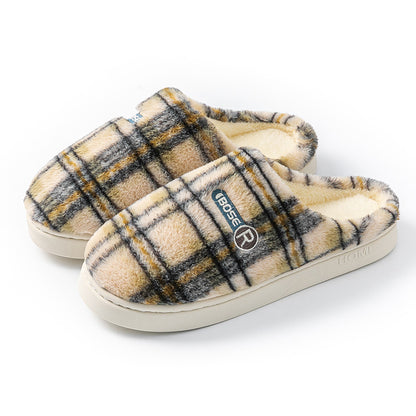 Plaid Cotton Home Shoes - Women's Plush Warm Non-slip Slippers
