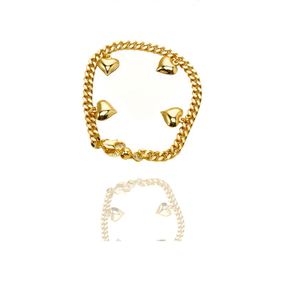 Gold Heart Bracelet | Multi Hearts 24K Jewelry Bracelet