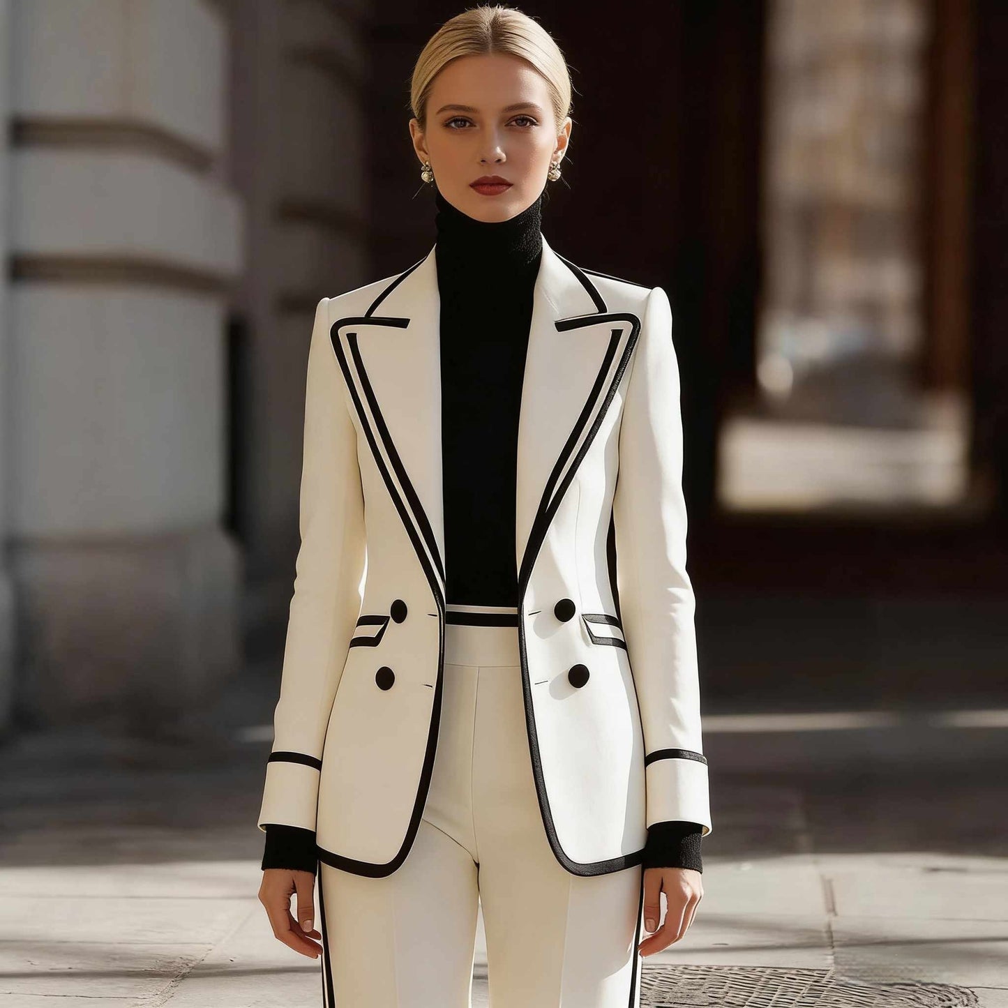 Double Breasted Suit Jacket and Pants Set - Casual Suit Set