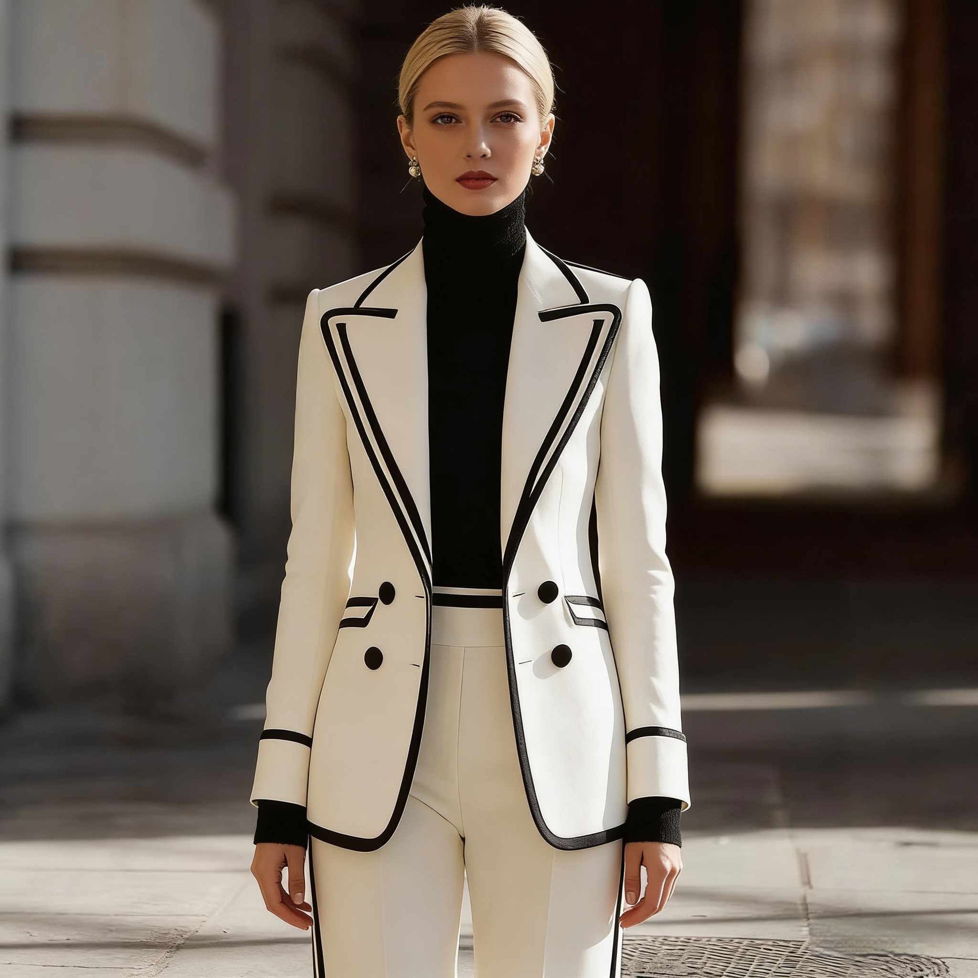Double Breasted Suit Jacket and Pants Set - Casual Suit Set