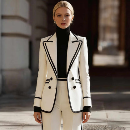 Double Breasted Suit Jacket and Pants Set - Casual Suit Set