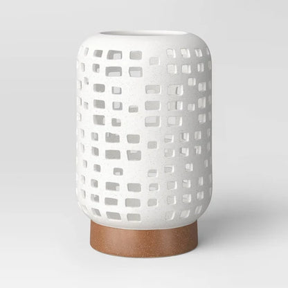 Pillar Ceramic Lantern Candle Holder White