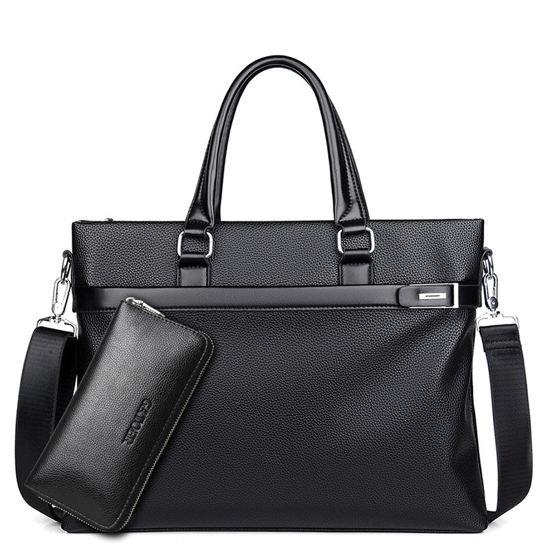 Large Capacity Leather Briefcase - Men's Soft Business Bag