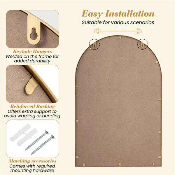 Decorative Wall Mirror With Sturdy Metal Frame - 36x24 Inch
