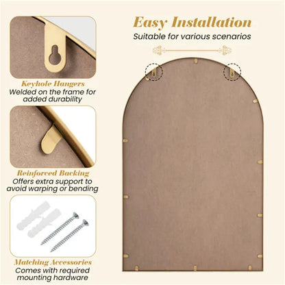 Decorative Wall Mirror With Sturdy Metal Frame - 36x24 Inch