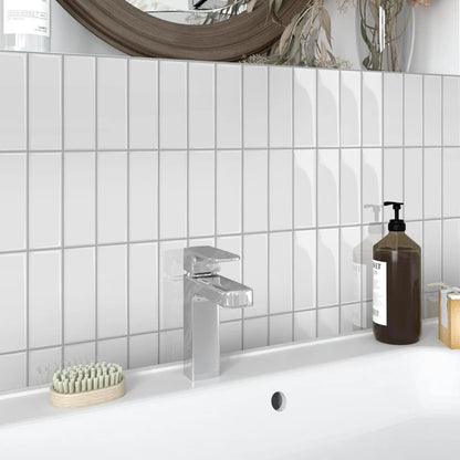 Pure White 3D Self-Adhesive Splash Wall Tiles - 10"x10" Glossy