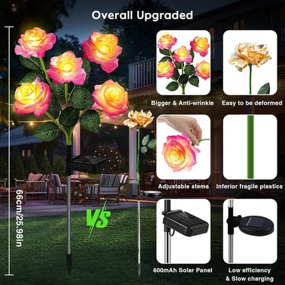 Solar Lights Outdoor Waterproof For Garden Decor - 4 Pack Flowers