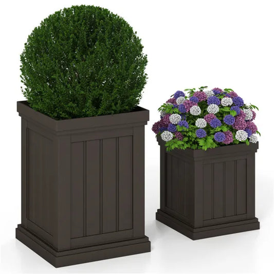 Set Of 2 Stackable PP Planters With Efficient Drainage