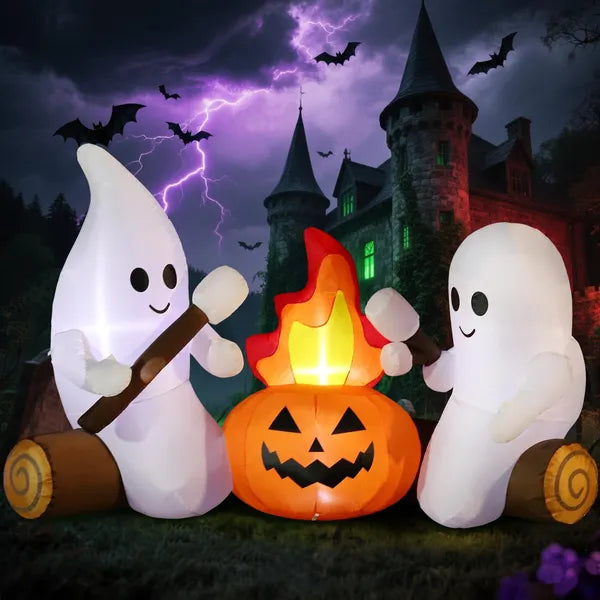 12FT Halloween Inflatables Decoration Giant Ghost - 3-Color LED