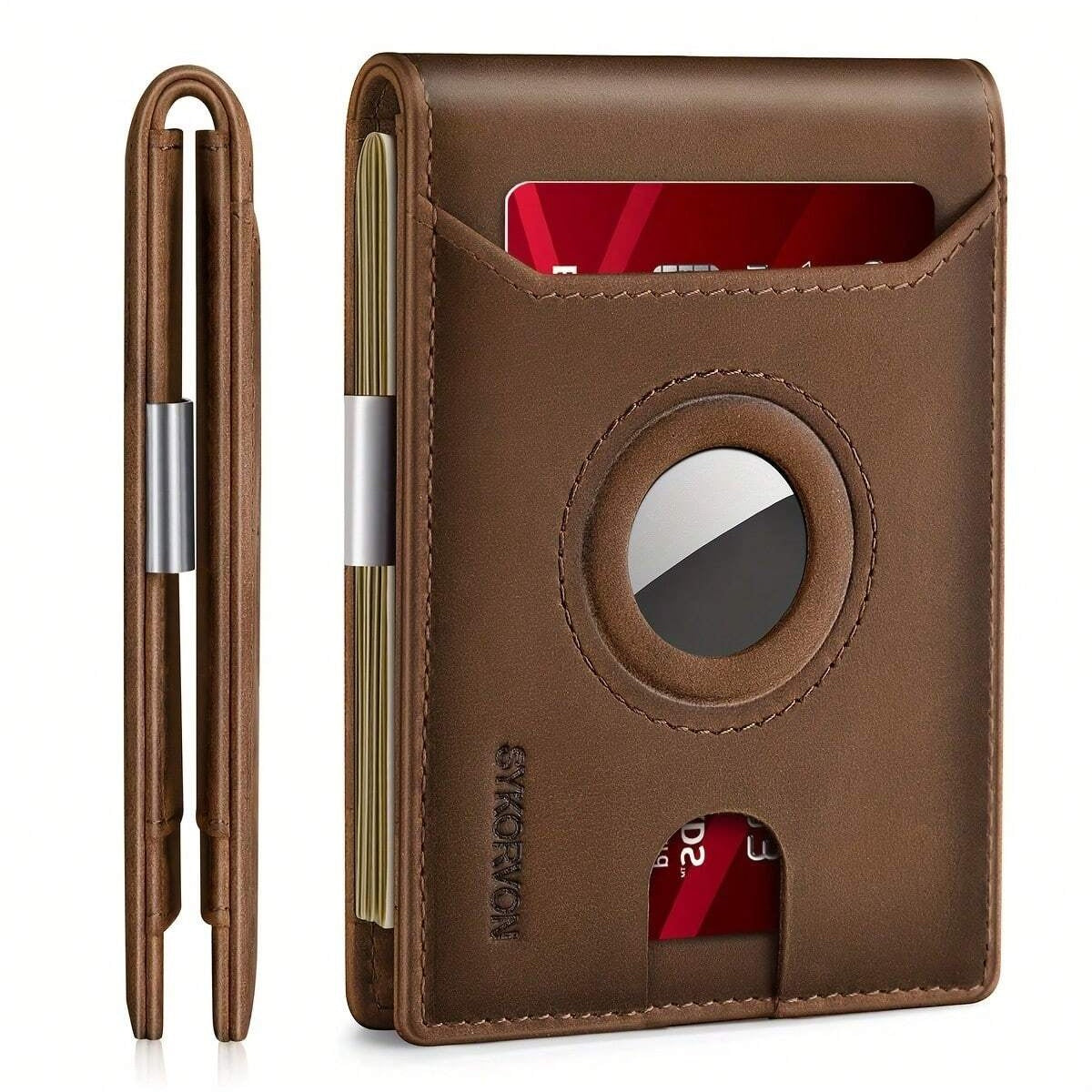 Airtag Leather Wallet - Men's Slim RFID Bifold Holder