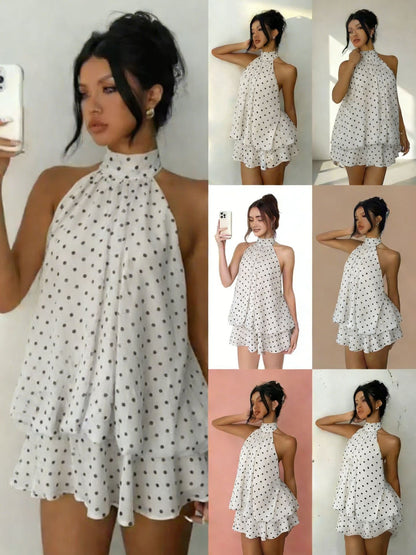 Chiffon Halter Tea Length Dress - Sassy Summer Skirt Style