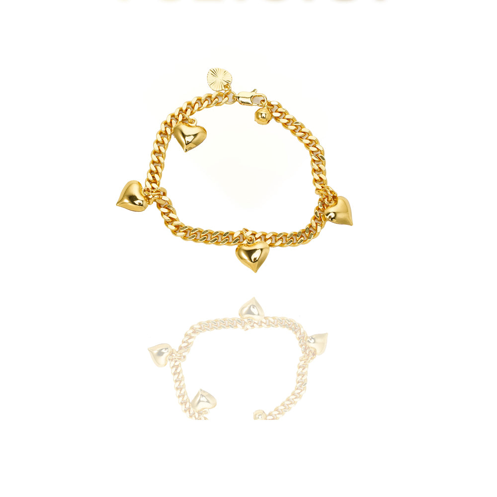 Gold Heart Bracelet | Multi Hearts 24K Jewelry Bracelet